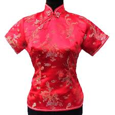 Chemisier à manches courtes style western pour femme couleur jackar rouge. Chemise Chinois Femme Rouge