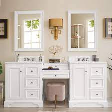 Combined with the standard off the shelf vanity top! 82 De Soto Double Vanity With Makeup Table Bright White Vanities