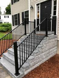 Weatherables Classic Square 3 5 Ft H X 70 1 2 In W Textured Black Aluminum Stair Railing Kit Wbr J42 A6s The Home Depot In 2020 Railings Outdoor Iron Railings Outdoor Patio Stairs