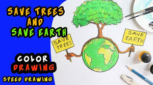 Make A Poster Save Trees And Save Earth For Kids Speed Drawing Save Earth Save Earth Drawing Poster On