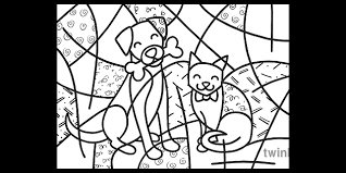 Select from 35970 printable coloring pages of cartoons, animals, nature, bible and many more. Colouring Page Inspired By Romero Britto Happy Cat Snob Dog Brazilian Art