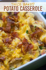 This Twice Baked Potato Casserole Starts With Baked Potatoes That Get Mixed Wit Baked Potato Casserole Twice Baked Potatoes Casserole Potatoe Casserole Recipes