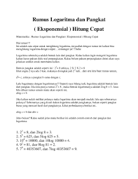 Pelajari pengertian sifat rumus persamaan pertidaksamaan tabel contoh soal. Doc Rumus Logaritma Dan Pangkat Rizqi Nur Arieska Putri Academia Edu