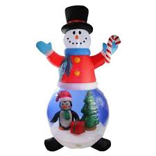 6 Pre Lit Inflatable Snowman And Penguin Christmas Globe Outdoor Decoration White Christmas Globes Christmas Yard Art Holiday Yard Decorations