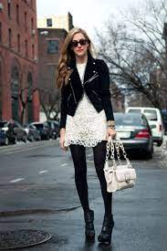 Styled With Grace Fashion Lace White Dress White Dress Black Tights