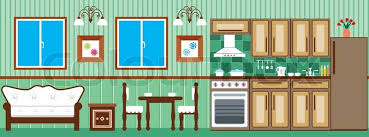L cartoon kitchen 3d models. Dining Room And Kitchen Stock Vector Colourbox