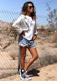 Denim Shorts And Converse High Tops With Shorts Fashion Casual Fashion