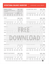 Personal Development Worksheet Intentional Balance Inventory Made Vibrant How To Memorize Things Personal Development Worksheet Time Management Worksheet
