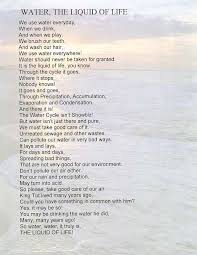 Water The Liquid Of Life Water Poems Poetry For Kids Kids Poems