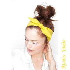 White Bird With Long Hair On Head Gen Z Yellow Headband Tie On Headband Yellow Hair Scarf White Head Wrap Yellow Women Hair Accessories Retro Vi Scarf Hairstyles Hair Styles Headband Hairstyles