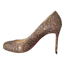 Pre Owned Christian Louboutin Fifi Glitter Heels In Multicolour Modesens