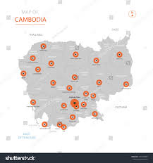 Stylized Vector Cambodia Map Showing Big のベクター画像素材 ロイヤリティフリー 1077004985