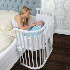 Twins cradle crib, sleeper bassinet for 2 kids, adjustable height babies cot with wheels & airflow mesh. Bedside Bassinet Connected To Parents Online