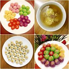 Trải bánh tráng ra, xếp lần lượt rau sống và các nguyên liệu trộn thính vào, cuốn chặt tay, bày ra đĩa rồi chấm mắm chua ngọt là bạn đã có thể thưởng thức thêm một cách làm món khai vị chay vô cùng đặc sắc từ cái tên gọi cho đến hương vị cũng như yếu tố thẩm mỹ, món gỏi cuốn ngũ sắc chay chắc. Bá»™t Banh Troi NgÅ© Sáº¯c Ä'áº¯t Khach Phá»¥c Vá»¥ Táº¿t Han Thá»±c Baotintuc Vn