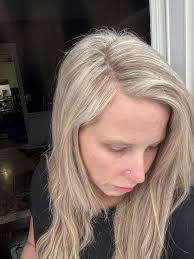 Toning a whole head with brassy roots and yellow ends