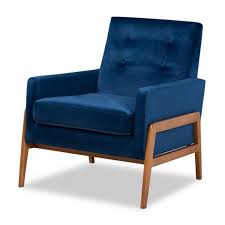 Perris Mid Century Modern Velvet Fabric Upholstered Wood Lounge Chair Baxton Studio Target