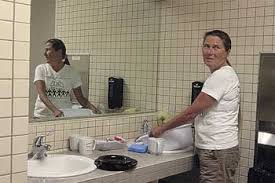 washing dishes in the men's room won't
