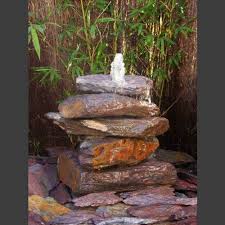 Kaskaden Brunnen Rot Bunter Schiefer 5stufig Brunnen Terrassenbrunnen Quellstein