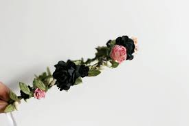 Blush Black Floral Crown Black Flower Headpiece Fall Flower Etsy Floral Crown Fall Flower Crown Flower Headpiece