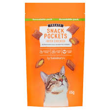 Learning what's in packaged cat treats can be a bit of a puzzle. Sainsbury S Cat Treat Snack Pockets With Chicken 65g Sainsbury S