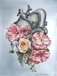 Floral Anatomy Heart Heart Art Print Art Anatomical Heart Art