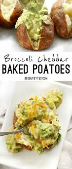 Broccoli Cheddar Stuffed Baked Potatoes Budget Bytes Recipe Vegetarian Comfort Food Easy Vegetarian Dinner Vegetarian Dinners