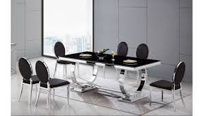This stunning table makes an upscale addition to any seating group or entertainment space. Favio Modern Dining Table Black Glass Top
