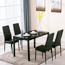 A smooth solid finish brings durability and ease of care to your home. Home Garden Dining Sets 5 Piece Dining Table Set 4 Chairs Glass Metal Kitchen Room Breakfast Furniture