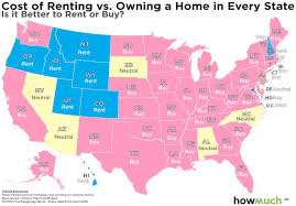 the costs of renting vs buying a home in each state mapped