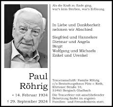 Traueranzeigen von Paul Röhrig