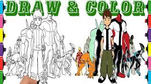 Ben 10 upgrade ready for action printable coloring page. Drawing Ben 10 Characters I Kids Drawing And Colouring Videos I Heatblast Diamondhead Xlr8 Four Arms Youtube