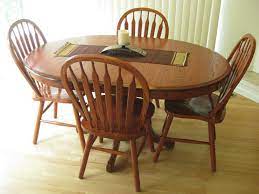 Refinished Shin Lee Oak 5 Piece Dining Set With Leaf American White Oak Extending Dining Room Table Wit Oak Dining Sets Custom Furniture Refinishing Furniture