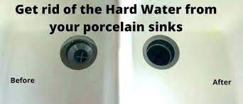 Give the bleach at least 30 minutes to remove the stains. 10 Ways How To Remove Hard Water Stains From Porcelain Sinks
