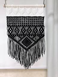 Black And White Macrame Wall Hanging Large Macrame Wall Hanging Black And White Modern Macrame Etsy Woven Wall Hanging Large Macrame Wall Hanging Macrame Wall Hanging