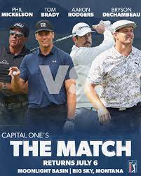 This will be the fourth rendition of the match, and the third to be a charity event involving both golfers and other athletes. Pga Tour On Twitter Mickelson Brady Dechambeau Rodgers The Match Returns July 6