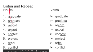 Noun phrases can show person (first, second or third) and number (singular or plural). Noun Verb Word Stress Youtube