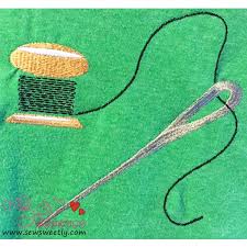 You just push the thread right through the needle's eye and that's it. Thread With Needle Embroidery Design