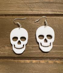 Dangly Acrylic Skull Earrings, Halloween Gift, Spooky Fun Accessory