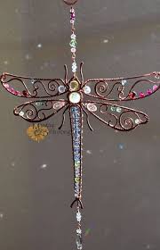 Super Sparkly Dragonfly Gemstone Suncatcher Swarovski Crystal Window Hanging Wire Art Patio Decor Home Wall Garden Deco Wire Art Copper Wire Art Suncatchers