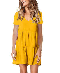 Women Summer Tunic Dress V Neck Casual Loose Flowy Swing Shift Dresses Summer Tunic Dress Womens Shift Dresses Womens Tunic Dress