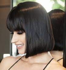 Short Bob With Heavy Bangs Bob Hairstyles Model Hair Short Bob Hairstyles