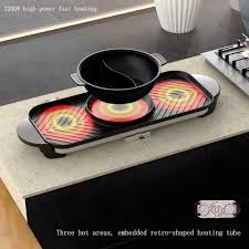 Multi Function Electric Grill Korean Non Stick Electric Cooker Hot Pot Barbecue One Pot Smokeless Electric Hot Pot Electric Grill Hot Pot Grilling