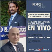 Hoy- 20hs⁣ En #MendozAprende 💡⁣ ⁣ De la mano de Emiliano Zarco y Gilberto  Leon Santamaria vamos a conversar sobre un tema central: el panorama fiscal  e impositivo⁣ ⁣ 👉 Los profesionales