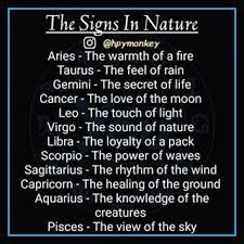 The Signs In Nature Zodiac Star Signs Astrology Zodiac Zodiac Meanings