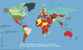 Map Number Of Official Languages In Each Country Including The Languages That Are Official In Some States Of A Country Language Map Map Number