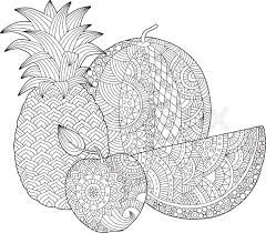 Zentangle pineapple coloring page from pineapples category. Vector Hand Drawn Pineapple Stock Vector Colourbox