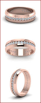 Mens Diamond Channel Wedding Band In 14k Rose Gold Mens Rings Wedding Diamond Mens Diamond Wedding Wedding Rings Rose Gold