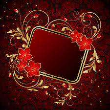 Gold Pattern On A Red Background Psd Source For Photoshop And Free Download Psd Background For Photoshop Free Layered File Download Green background roses at corners.