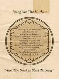 Bring Me The Horizon Can You Feel My Heart Album And The Snakes Start To Sing Bring Me The Horizon This Is My Favorite Song Right Now Band Quotes Bring Me The Horizon Song Quotes