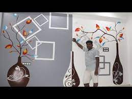 Adapun georges seurat telah mengoptimalkan teknik pointilis ini sejak tahun 1886. Modern Wall Art Painting Design For Bedroom Diy Ideas Youtube Creative Wall Painting Spray Paint Wall Wall Art Painting